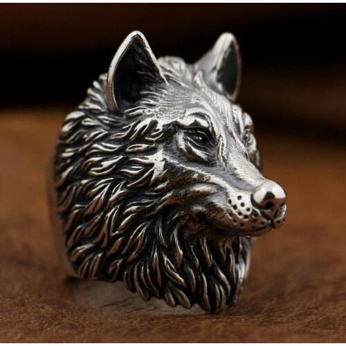 LINSION 925 Sterling Silver Wolf Ring Handmade Huge Heavy Mens Biker Punk Ring TA90 US Size 7~15