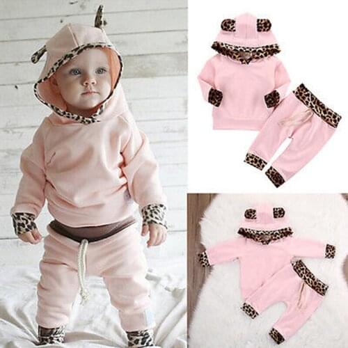 Lioraitiin New Casual Newborn Infant Baby Girls Clothes Hoodie Long Sleeve Coat Tops+Pants Leggings Outfits Set