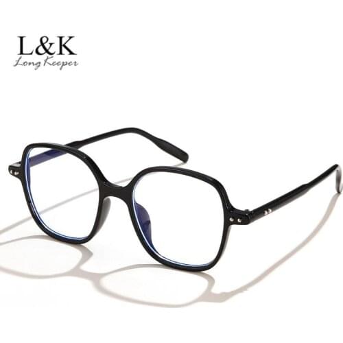 LongKeeper Womens Eyeglass Frame Anti Blue Light Glasses Computer Eyeglasses For Men Vintage Transparent Eyewear Spectacles