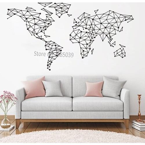 Newest Creative Design World Map Wall Sticker Living Room Home Decal Decoration Vinyl Removable Art Bedroom Wallpapers LA510