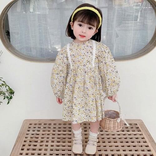 Toddler Girl Dress Floral Pattern Girl Party Dress Spring Autumn Children Dress Casual Style Childrens Clothing