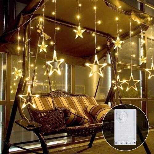 Curtain Star Led String Lights Christmas xmas Fairy Lights AC 220V 110V novelty Decoration Lamp for Wedding/Party/Curtain/Garden