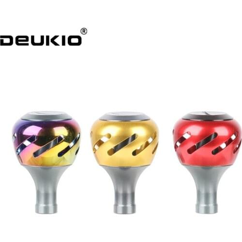DEUKIO 30/35/38mm Fishing Reel Handle Knob Full Metal Colorful Diamond-shaped Hole Rocker Knob for Shimano Daiwa Spinning Reel
