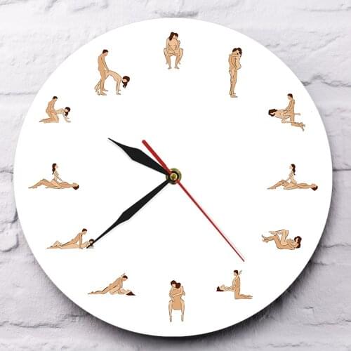 Adult only Sexy Erotic Acrylic Wall Clock 12 Sex Positions Decor Wall Watch Kama Sutra Adult Wall Art Funny Sex Gift For Couple