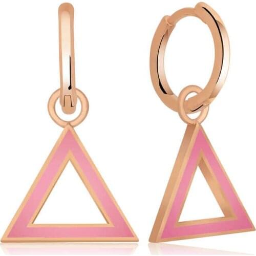 Silverlina Silver Phosphorescent Pink Triangle Earrings