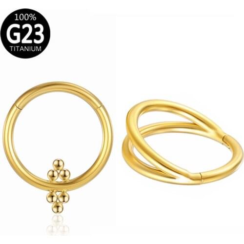 G23 Titanium gold Nose Ring for Women Hoop Inside Ball Daith beads nose ring Tragus Cartilage Labret Industrial Piercing Earring