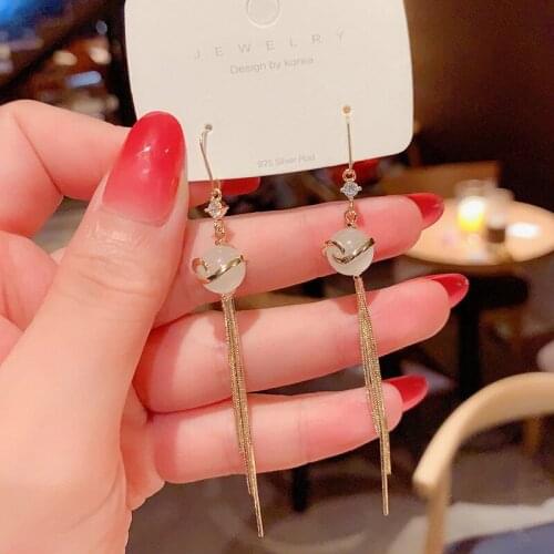 JUWANG Luxury Piercing Fine Jewelry 14 k Real Gold Filled Hoop Earrings For Women Vintange Moonstone Drop Earrings Pendientes