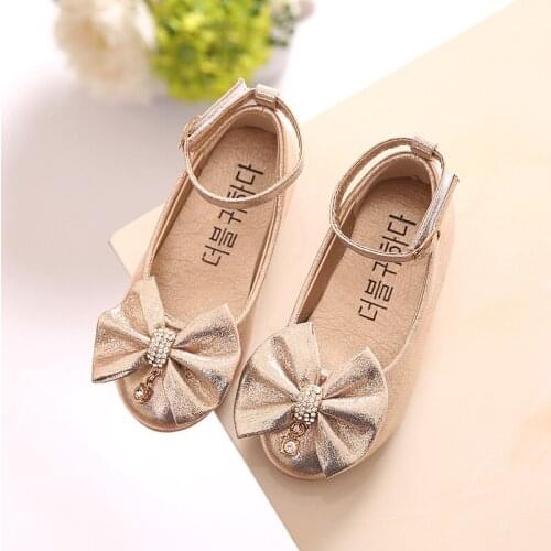 Mumoresip Girls School Shoes Party Wedding Dancing Soft Flats With Bow-knot Toddlers Girl Big Childrens Leather Shoes For Kids