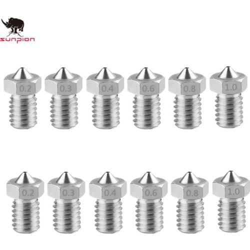 15pcs 3D Printer parts E3D V5 V6 Nozzle Stainless Steel Nozzle 0.2 0.3 0.4 0.6 0.8 1.0mm For 1.75mm Filament For 3D Printer