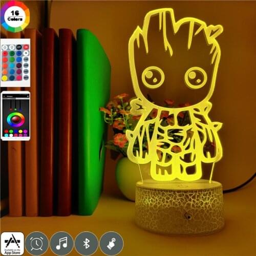 LED 3D Light Marvel Avengers Figure Tree People Groot LED Night Lamp USB 3d Acrylic Table Light Toys for Kids Christmas Gift