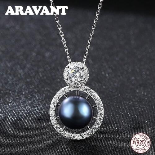 Real Silver 925 Chain Necklaces Natural Freshwater Pearl Pendants Necklace For Women Wedding Jewelry Accessories