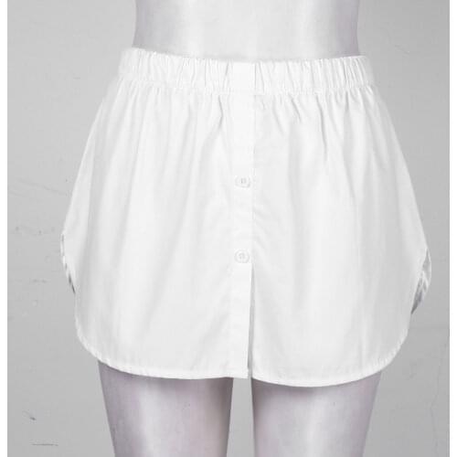 Women A-Line Flare Petticoat Curved Fake Shirt Dress Hem Detachable Button Down Waist Slip Skirt Femme Fashion Casual Underskirt