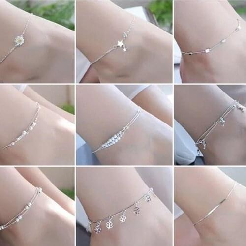 Simple Bells Silver Color Shiny Chains Ankles For Women Temperament Personality Silver Color Bracelets Charm Girl Jewelry Gift
