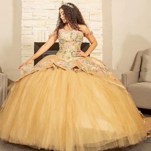 Exclusiva De Vestidos Coleccion Quinceanera Dress Ball Gowns For Mexican Girl Embroidery Lace Ruffles Skirt Prom Dresses
