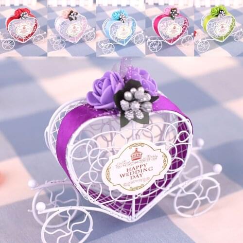 1pcs Iron pumpkin Carriage Hollow Candy Box Wedding Party Packing Candy Box Decor