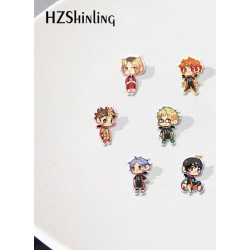 2021 New Acrylic Lapel Pin Haikyuu Volleyball Boys Badge Resin Epoxy Jewelry