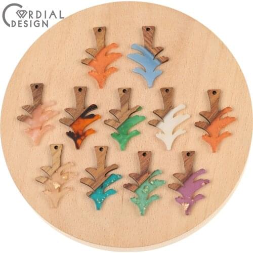 Cordial Design 50Pcs 25*38MM Earrings Accessories/Charms/Natural Wood & Resin/DIY/Tree Shape/Jewelry Findings & Components