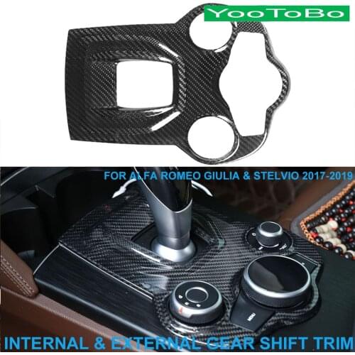 LHD RHD Car Styling Real Carbon Fiber Internal External Gear Shift Panel Cover Trim Stick For Alfa Romeo Giulia Stelvio 2017-19