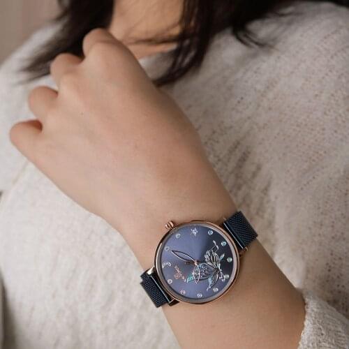 New NAVIFORCE Brand Ladies Casual Watch Women Business Wrist Watches Female Blue Color Rhinestone Luxury Clock Relogio Feminino