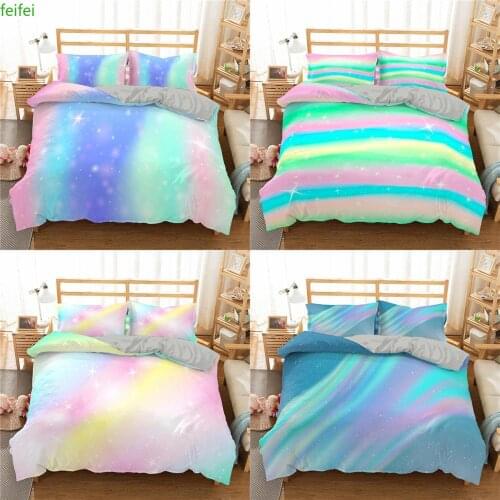 Kids Colorful Glitter Bedding Set Women Girls Shining Duvet Cover with Pillowsham 2/3 Piece Trendy Bedclothes
