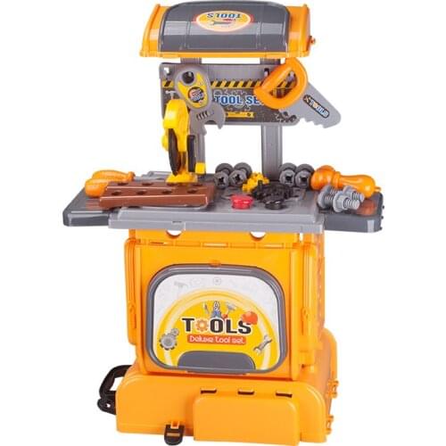Oenux Childrens Toolbox Engineer Simulation Repair Tools Electric Drill Screwdriver Maintenance Desk Play House Game Bag Toys