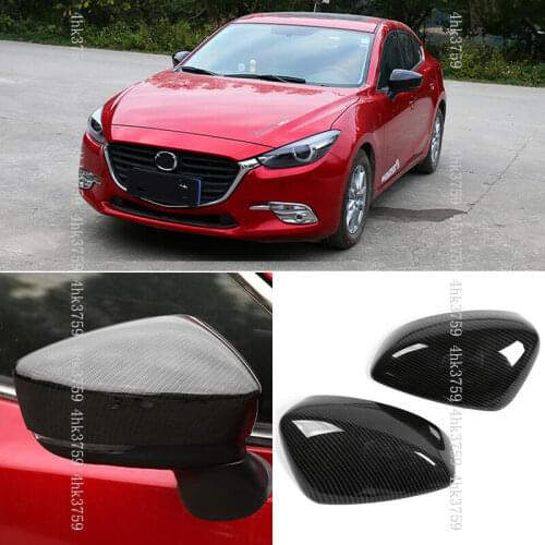 For Mazda 3 Axela 2017 2018 ABS Carbon Fiber Style Rearview Mirror Cover Trim 2pCS Car modification Auto parts