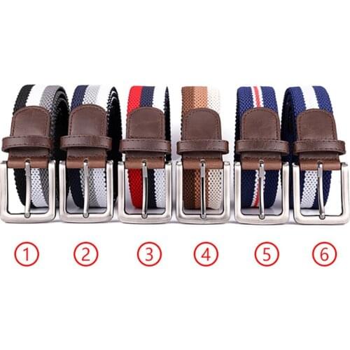 Elastic Woven Belt Elastic Stretch Belts Double Layer with Metal Buckle Casual Waist Jeans Pants Women Men Fashion Accessories