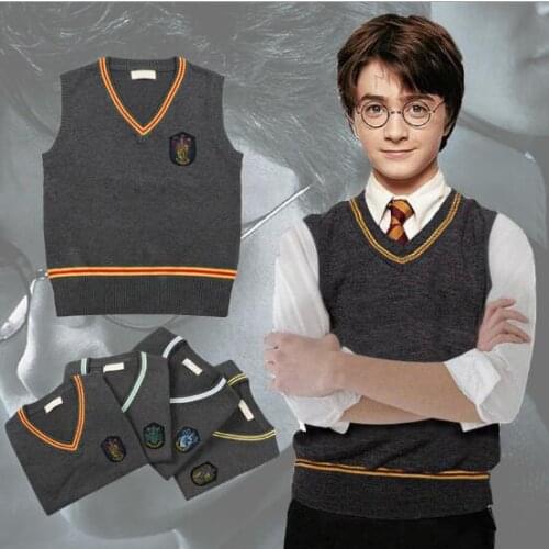 Hermione Cosplay Costume Outfits Long sleeves Sweater Sweaters V Neck Uniform Set Men Women Coat