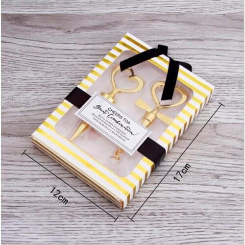 Hot sell 200pcs=100sets/lot To A Great Combination Gold Wine Set Bottle Opener Cork Screw and Stopper Wedding Souvenirs