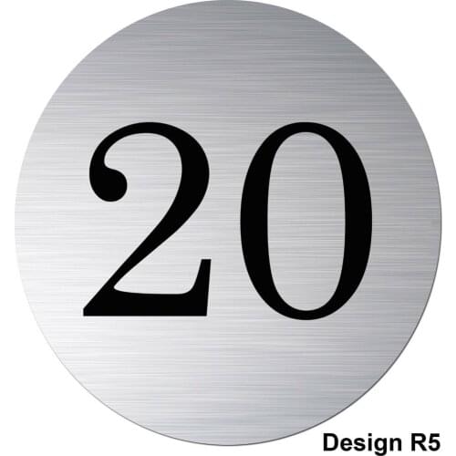 Customized Text Number Round Brushed Silver 5MM Aluminium Flat / Door Plaque/sign