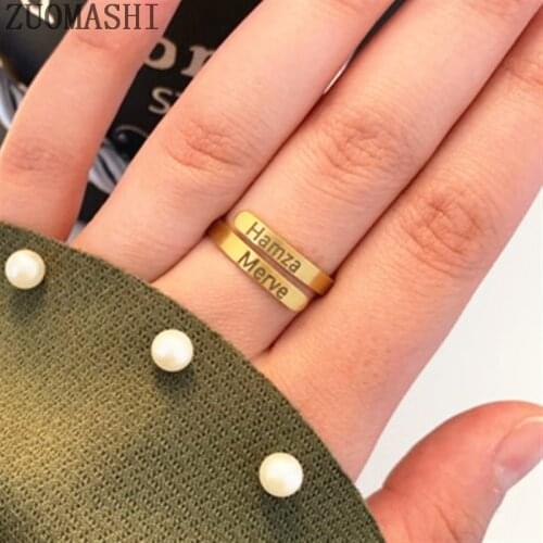 Custom Engraved Name Ring Personalized Initials Ring Stacking Rings Unique Gift For Women Christmas Gift Memorial Jewelry