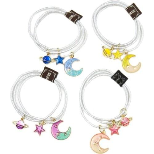 1PCS Creative Moon Starry Sky Elastic Hair Bands For Girls Headband Scrunchy Korean Fashion Kids Hair Accessories For Women 2019