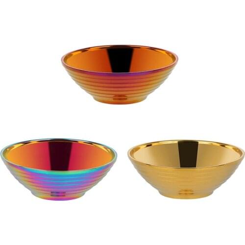 Round Noodle Food Bowl Double Layer Anti-Scalding Tableware for Hot Pot Sauce Soup Rice Big Ramen Bowl Stainless Steel Bowl