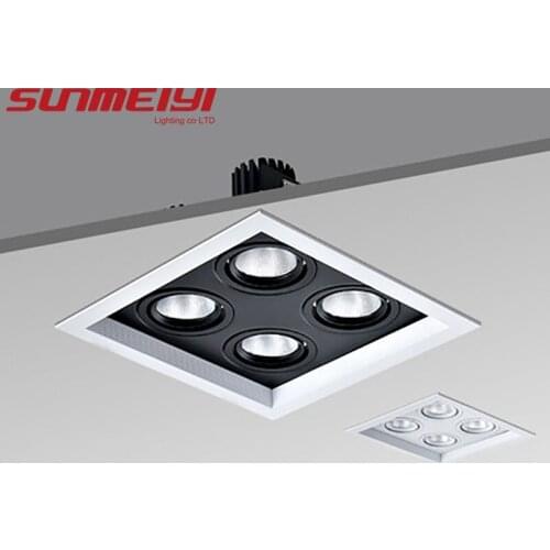 Four-heads Anti-glare Square LED COB Recessed Downlight 40W Ceiling Spotlight Indoor Ceiling light lamp