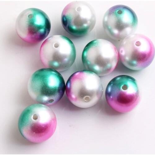Kwoi Vita colorful 20mm Rainbow Color Imitation Pearl Acrylic Beads for Kids necklace Fashion Jewelry Making