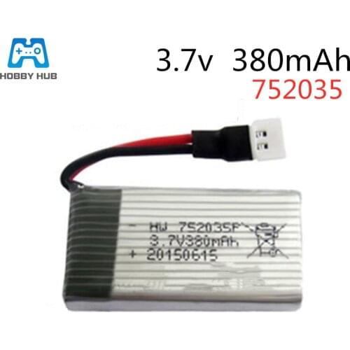3.7v 380mAh Lipo battery For DFD F180 overflew FY310B m62R Hubsan X4 H107 H31 KY101 752035 RC Quadcopter Parts & Accessories