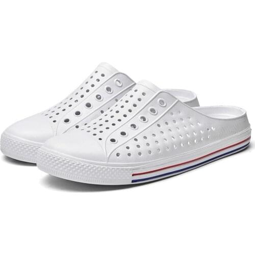 Summer Mens Beach Slippers Outdoor Fashion Casual Hole Shoes Garden Shoes Soft Comfotable Couples Sandals Male Beach Flip Flops