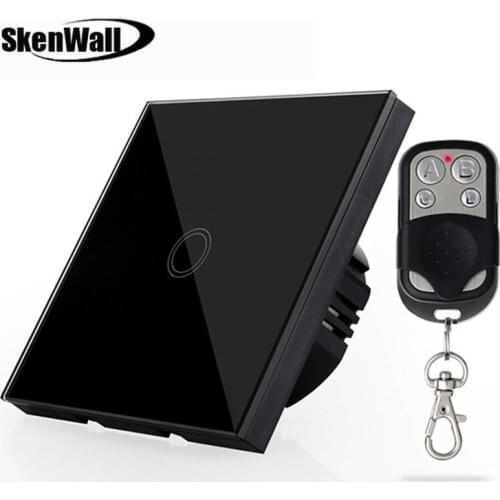 EU Standard 170-240V 1Gang Remote Control Wall Light Smart Switch Touch Switch Crystal Glass Panel Surface Waterproof Fireproof