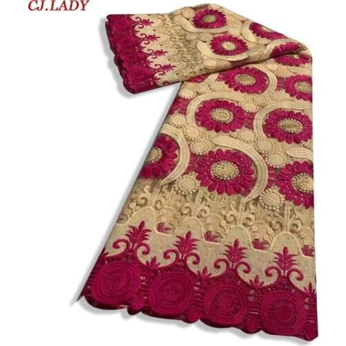 Latest African Lace Fabric High Quality Mesh Lace flower color Nigerian Lace Fabrics guipure lace For Wedding women Dress 5yards