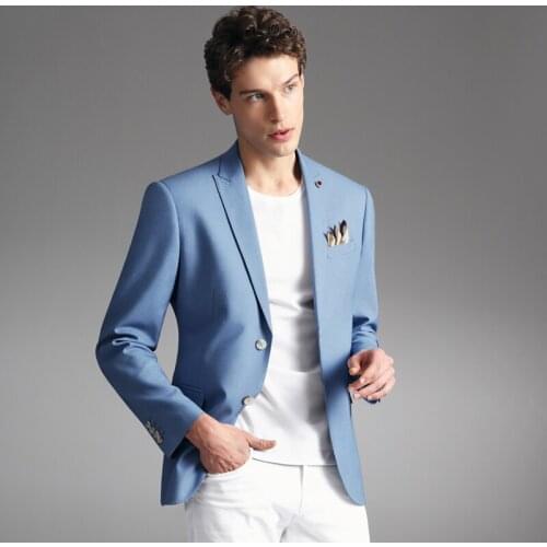 2018 new arrival mens summer autumn men blazer wedding business single breasted 2 buttons light blue causal party wear plus size
