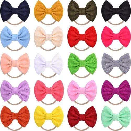 20PCS/Lot Wholesale Solid Color Nylon Baby Headband Soft Elastic Hair Bows For Girls Kids Party Decoration DIY Hair Accessories