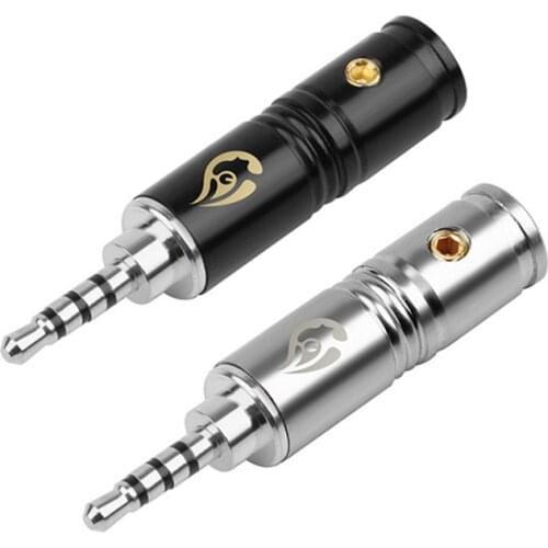 2.5mm Jack Headphone Plug Connectors For Upgrade Earphone Cable Audio Adapter 4 Poles Stereo Male Rhodium Plated Black Silver