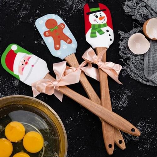 Christmas Spatula Silicone Spatula Non-stick Unique Design Santa Claus Kitchen Silicone Spatula Christmas Gift for Baking