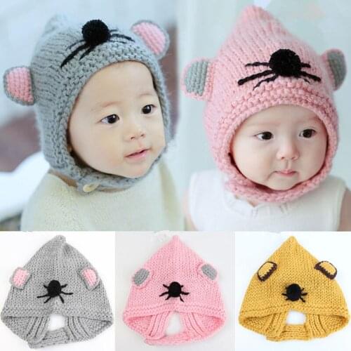 2018 Newborn Baby Girl Boy Infant Cute Mouse Warm Hat Cap Bebe Toddler Fashion Beanie Headwear Kids Hats Boys Caps Accessories