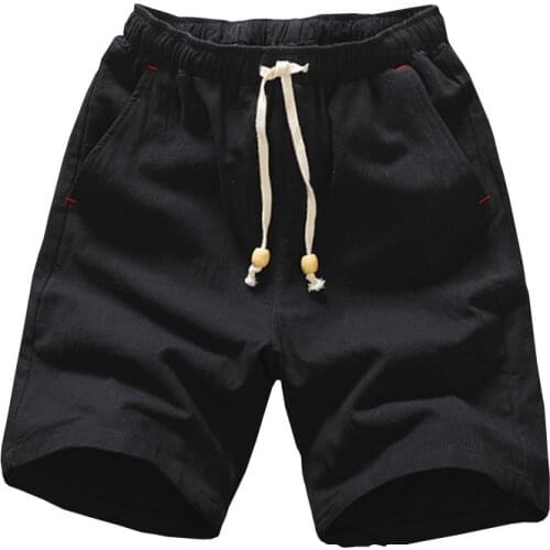 Shorts Cotton Summer New Loose Mens Casual Short Joggers Black White Drawstring Waist Bermuda Shorts Men Plus Size 4XL 5XL