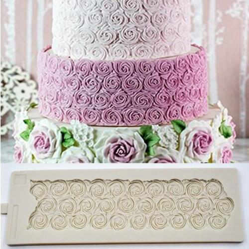 Rose Flower Lace Silicone Mold Cake Border Decorating Tool Lace Cake Mould Chocolate Fondant Mold DIY Wedding Cakes Baking Tool