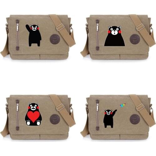 Kumamon student bookbag Messenger Bags for Teens Boys Crossbodybag Women Travel Shoulder Bags