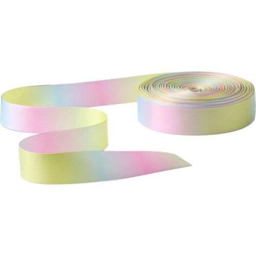 Light Rainbow Colorful Gradient Double Sided Satin Ribbon for Hair Bow Making DIY Wedding Party Gift Wrapping Decoration