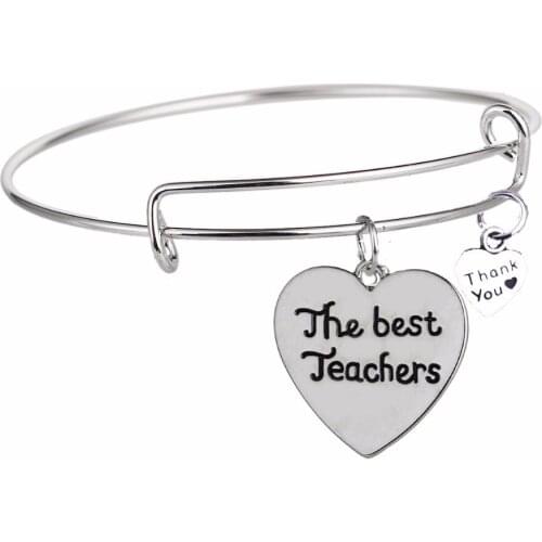Thanks You Heart Teacher Bangle The Best Teachers Bangles Jewelry Teachers Bracelet Thanksgiving School Party Wristband Gifts