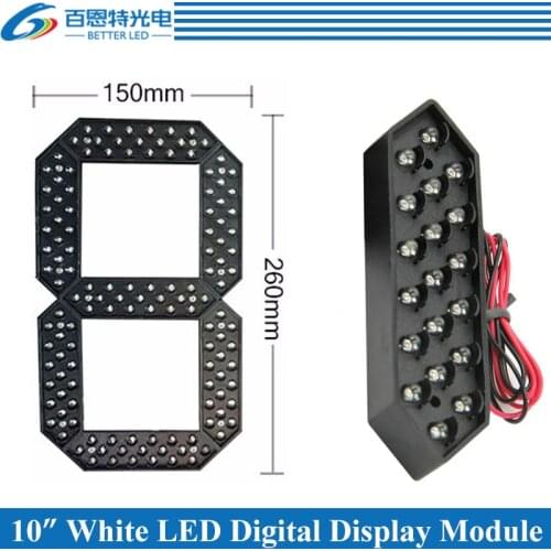 10pcs/lot 10" White Color Outdoor 7 Seven Segment LED Digital Number Module for Gas Price LED Display module